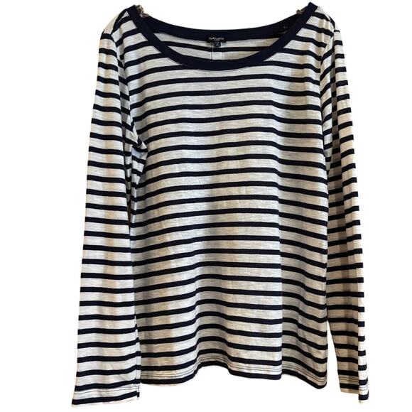 Women's Splendid LS Boatneck Blue & White Stripe Top, Size X-Large, EUC - Picture 1 of 4